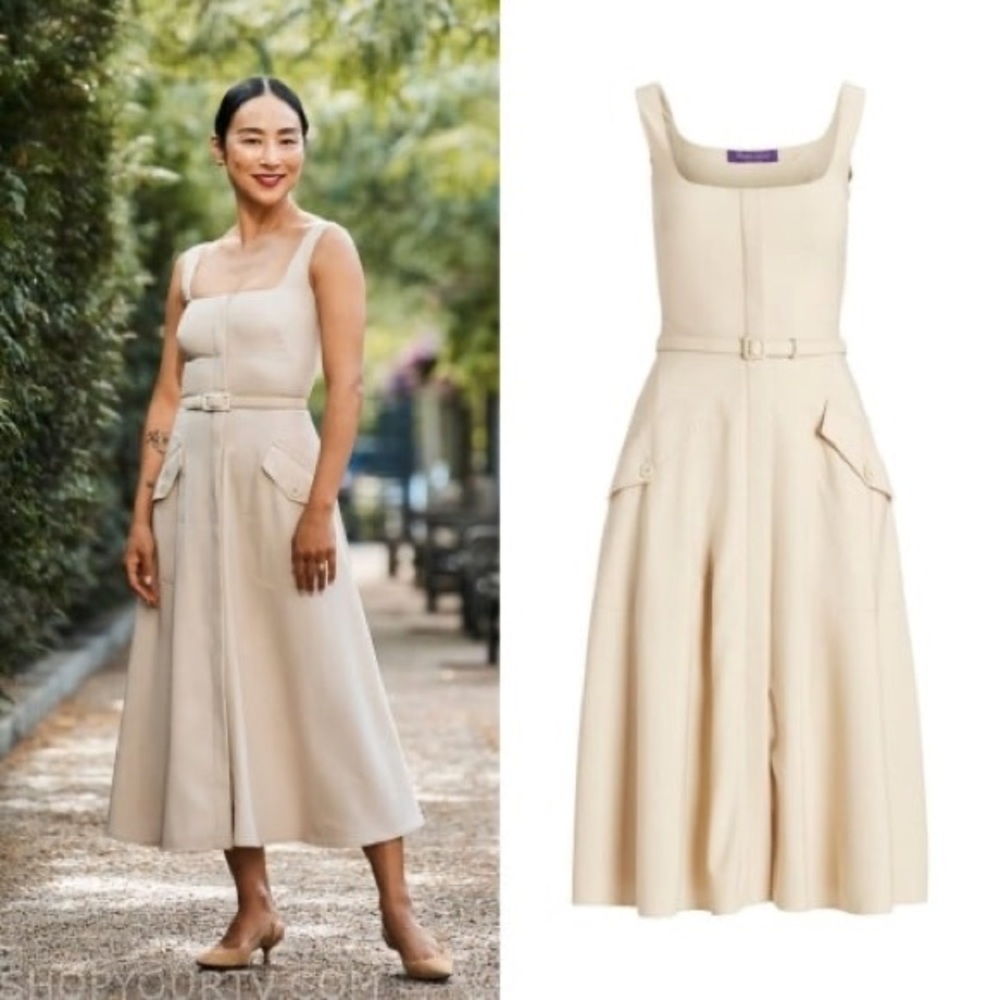 POLO RALPH LAUREN PURPLE LABEL 
Women's Semira Wool Dress In Sand size 4